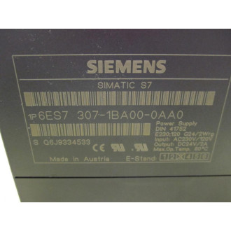 Siemens 6ES7 307-1BA00-0AA0 Power Supply Module Simatics S7
