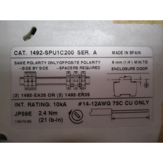 Allen Bradley 1492-SPU1C200 Circuit Breaker 1492SPU1C200 - New No Box