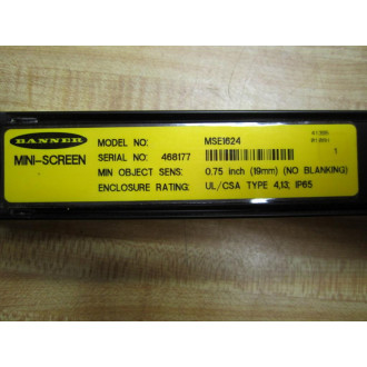 Banner MSE1624 Mini-Screen Emitter Black Light Curtain 37450
