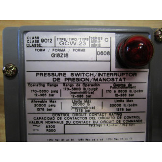 Square D 9012 GCW-23 Pressure Switch 9012GCW23 ,