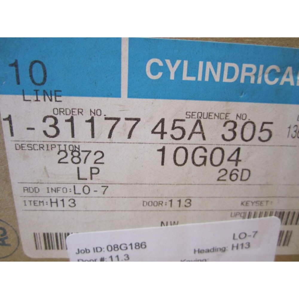 Sargent 1-31177 10G37 Cylindrical Lock