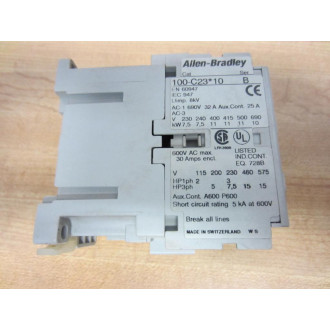 Allen Bradley 100-C23D10 Contactor 100C23D10 Series B - Used