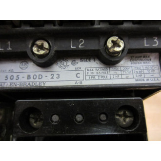 Allen Bradley 505-BOD-23 Reversing Starter 505B0D23 Missing Coil Ser C - Used