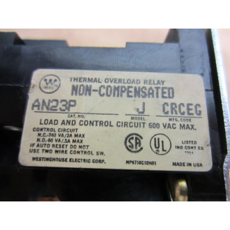 Westinghouse AN23P Eaton Overload Relay Cutler Hammer - New No Box