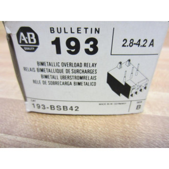 Allen Bradley 193-BSB-42 Overload Relay 193BSB42