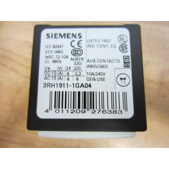 Siemens 3RH1911-1GA04 Auxiliary Switch Block
