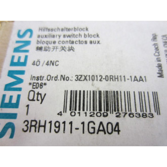 Siemens 3RH1911-1GA04 Auxiliary Switch Block