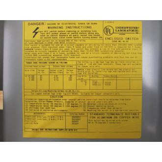 Cutler Hammer DH-221NGK Eaton Safety Switch DH221NGK