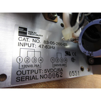 Sola Hevi Duty 83-05-260-03 DC Power Supply 5Vdc