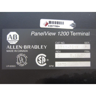Allen Bradley 2711-TC1X Panel View 1200 Terminal Series F No Key - Refurbished