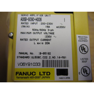 Fanuc A06B-6090-H006 A06B6090H006 Servo Amplifier V06Y91033