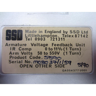 SSD 5590 Armature Voltage Feedback Unit - Used