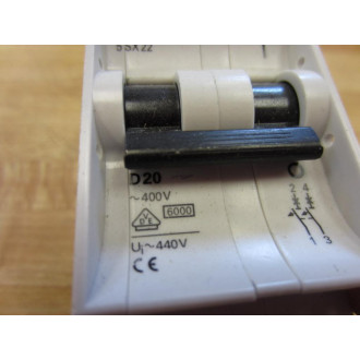 Siemens 5SX22 D20 Circuit Breaker 20 Amp Max 480 Vac - New No Box