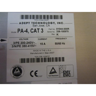 Adept Technology PA-4 4 Slot Power Supply Rack, Cat 3 Rev K - Refurbished