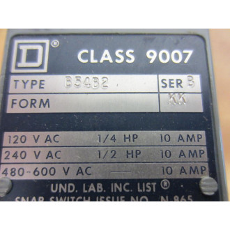 Square D 9007-B54B2 Heavy Duty Limit Switch Form KK