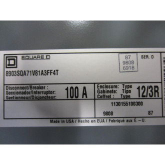 Square D 8903SQA71V81A3FF4T DisconnectBreaker Series D - New No Box