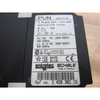 Schiele 2.450.302.15 3 Phase-Seq.Voltage Monitoring Relay - Used