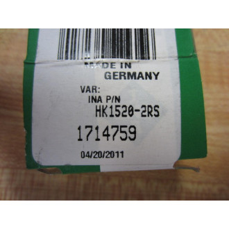 INA HK1520-2RS Light Needle Bearing - Metric HK15202RS
