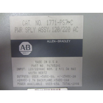 Allen Bradley 1771-PS7 Power Supply Module 1771PS7 - Used