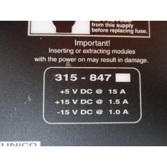 Unico 315-847.04 Power Supply - Used