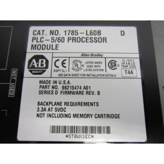 Allen Bradley 1785-L60B CPU Module 1785L60B Series D 1785-L60BD - Used