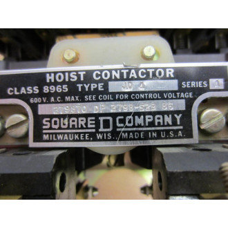 Square D 8965-J0-4 Hoist Contactor - New No Box