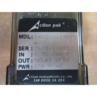 Action Instruments 1402-3619NTU 14023619NTU Relay 120Vac - Used
