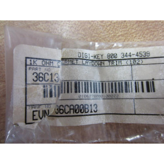 EVN-36CA00B13 EVN36CA00B13 1K Ohm Cermet Laydown Trim Pot - New No Box