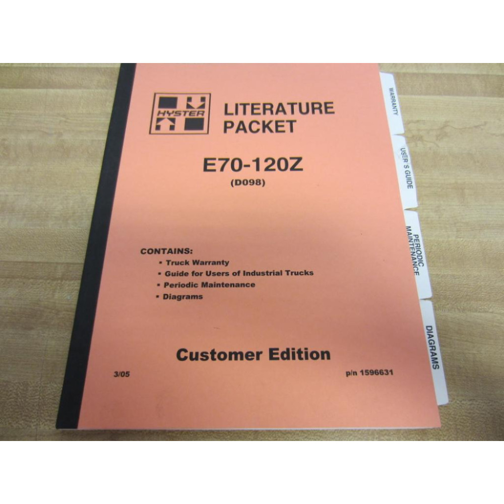 Hyster 1596631 Literature Packet E70-120Z Hy-1596631 - New No Box