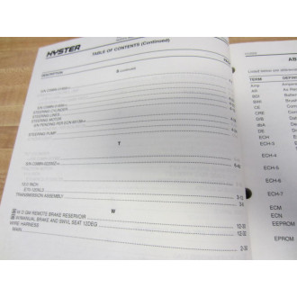 Hyster E120XL3 Parts Manual Electric 2002 Customer Edition Hy-E120XL3 - Used