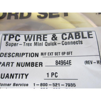 T.P.C. Wire & Cable 84964E Cable 600V REV-H 6P MaleFemale