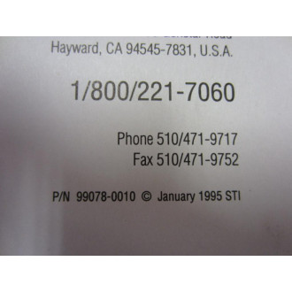 STI 99078-0010 STI 990780010 P4100B-2 Operating Manual - New No Box