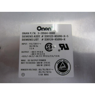 Siemens S30122-K5590-X-5 Onan Power Suppy 3-70564-0000 - Used