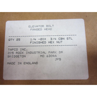 14 -20X 34 CBN STL Elevator Bolt Fanged Head (Pack of 25)