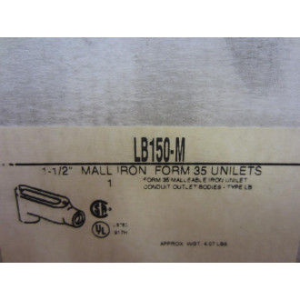Appleton LB150-M LB150M Conduit Body 1 12 Mall Iron Form 35