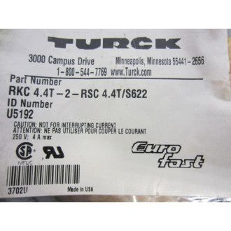 Turck RKC 4.4T-2-RSC 4.4TS622 U5192 Cable RKC44T2RSC44TS622