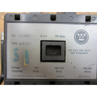 Westinghouse A211K4CA Contactor 46 E-7243 - Used