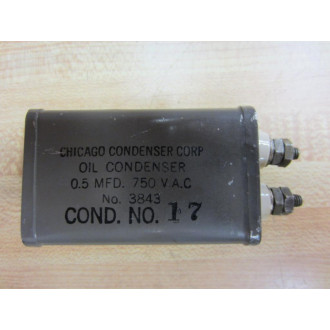 Chicago Condenser 3843 Oil Condenser No. 17 0.5MFD 750VAC - Used