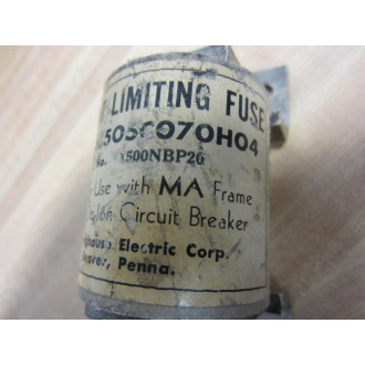 Bussmann 1500NBP20 Current Limiting Fuse 505C070H04 Tested - Used