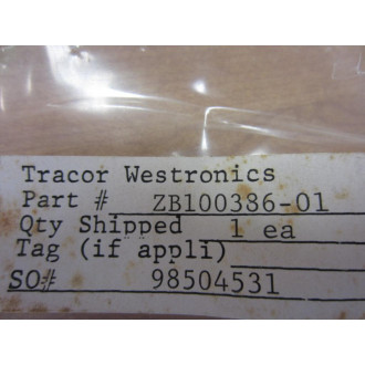 Tracor Westronics ZB100386-01 ZB10038601 Sensor Assembly - New No Box