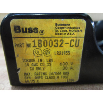 Bussmann 1B0032-CU Fuse Block 3 Pole 30 Amp - Used