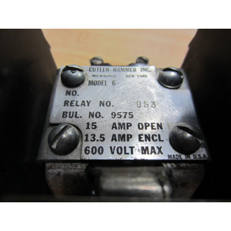 Cutler Hammer 853 Eaton Relay Model 6 - Used