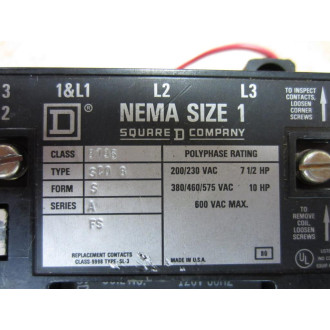 Square D 8736 SCO 8 Reversing Starter Series A - Used