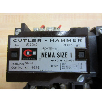 Cutler Hammer 01043745A Eaton Contactor Assembly A11CNO - Used