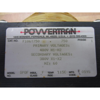 Powertran F106T750 Transformer Model SPOF - New No Box