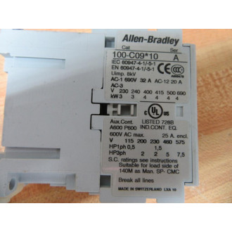 Allen Bradley 100-C09J10 Contactor 100-C09*10 - Used