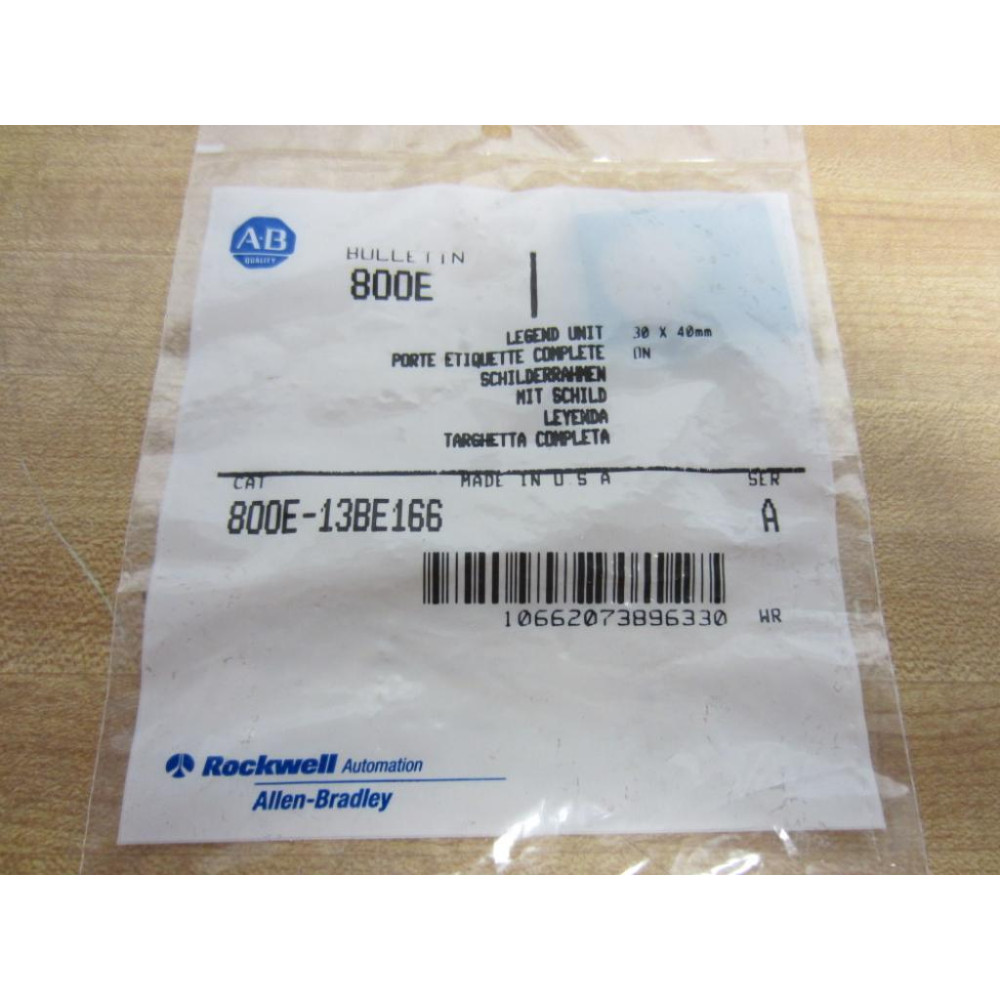 Allen Bradley 800E-13BE166 Legend Unit Ser A