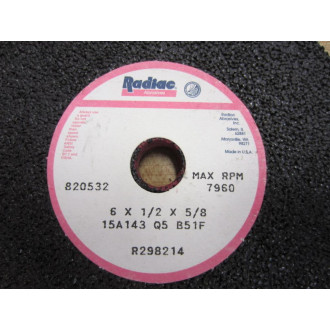 Radiac Abrasives 15A143 Q5 B51F Grinding Wheel 820532 - New No Box