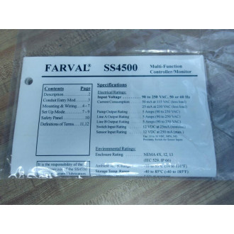 Farval SS4500 Multi-Function ControllerMonitor SC400 - New No Box