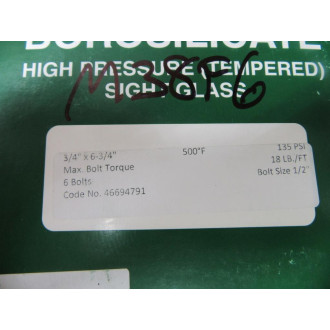 Diamond Power 46694791 Borosilicate Sight Glass 100286 34" x 6-34"